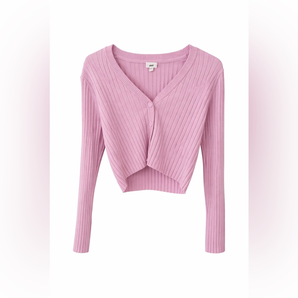Aerie Pink Knit Cropped Sweater